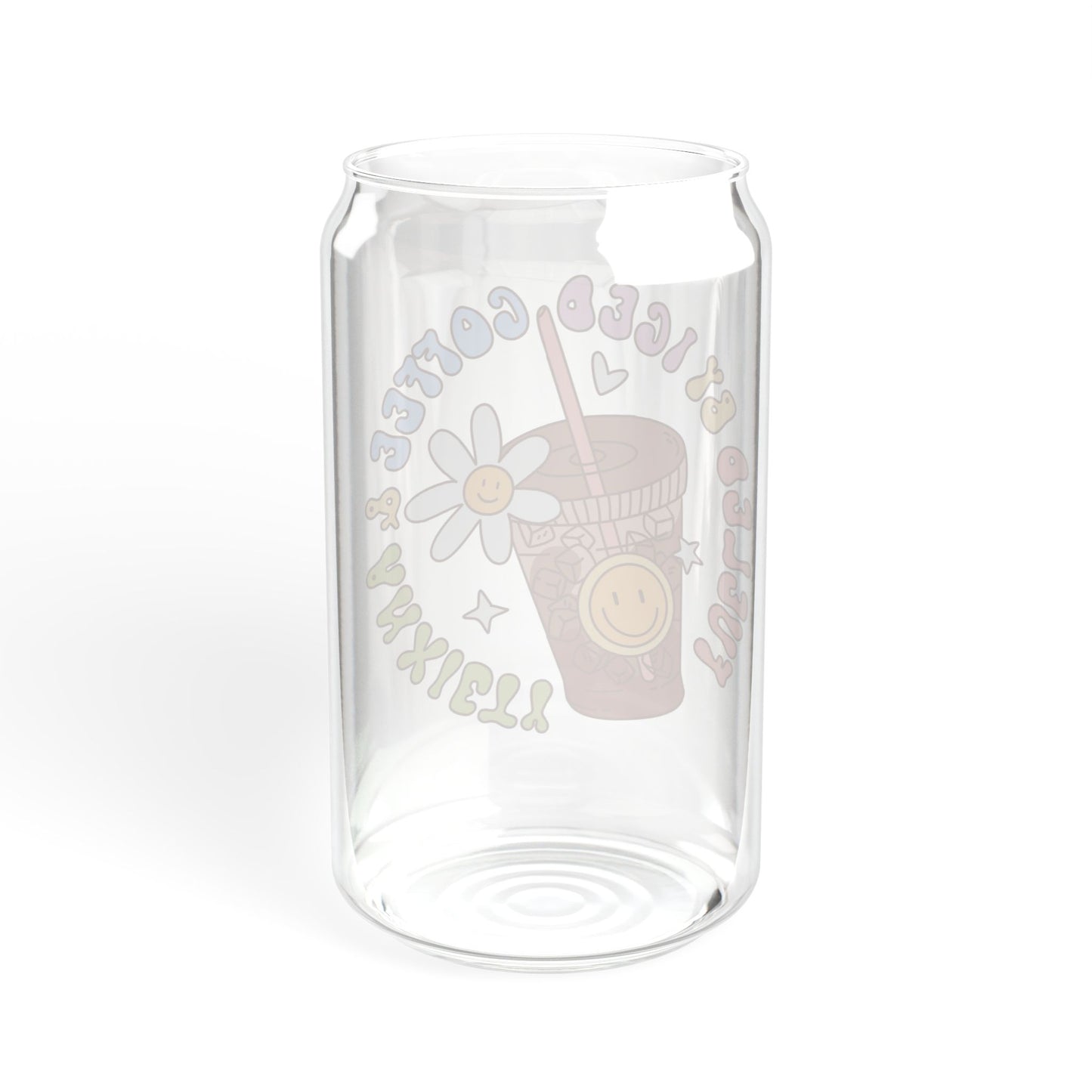 Fueled By Iced Coffee & Anxiety Sipper Glass, 16oz