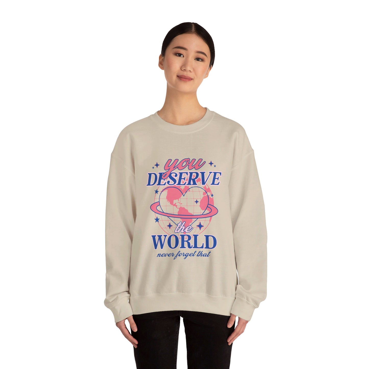 You Deserve The World Unisex Heavy Blend™ Crewneck Sweatshirt