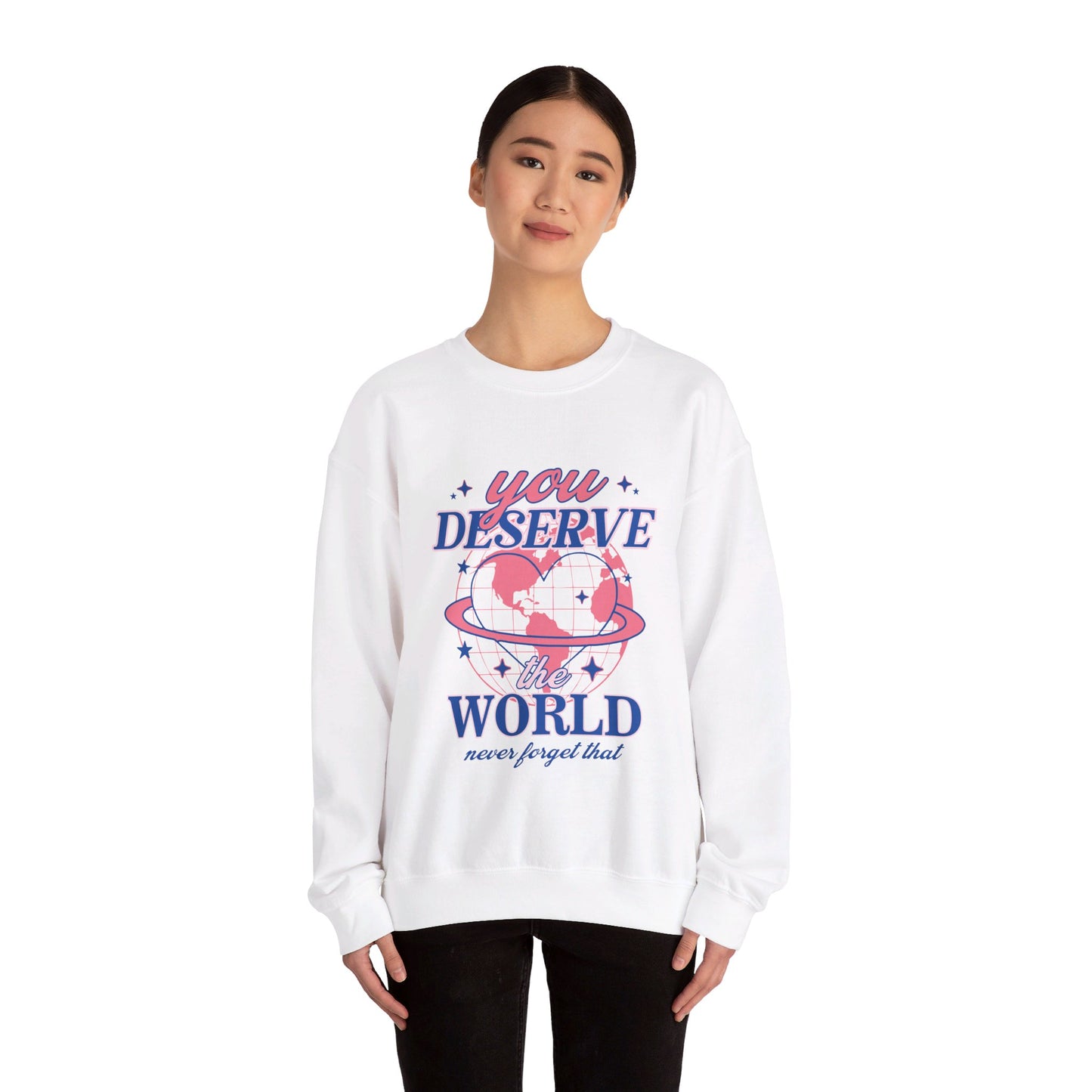 You Deserve The World Unisex Heavy Blend™ Crewneck Sweatshirt